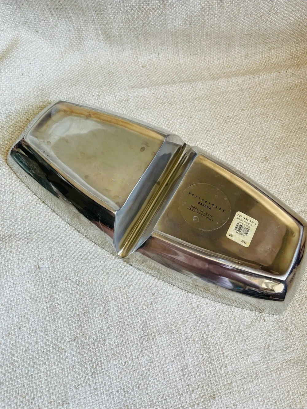 Pottery Barn Barona Silver-Tone Divided Tray